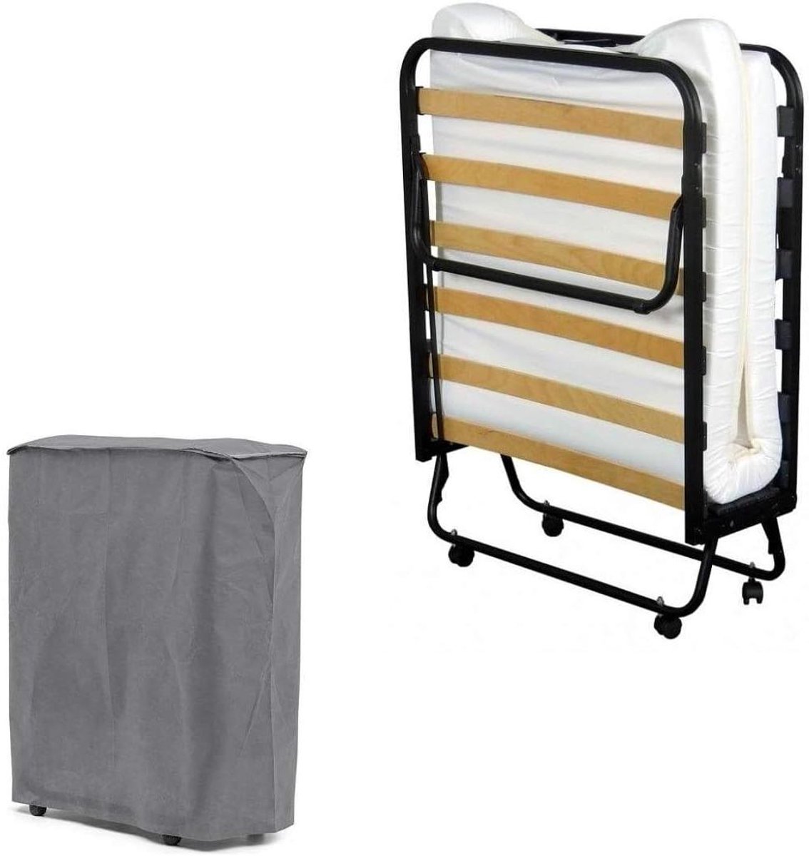 Vouwbed - Logeerbed - Gasten Ontvangen - Inclusief Matras - 90x200 cm - Zwart