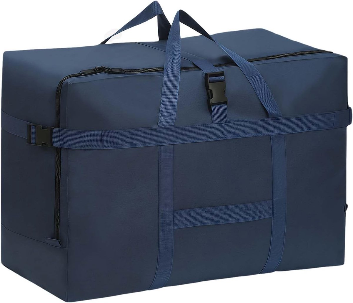 Extra grote lichtgewicht reistas, opvouwbare draagtas met handvat, waterdichte bagage voor sport, verhuizing en dagelijkse opslag, geschikt voor mannen en vrouwen, blauw, 60*30*42cm