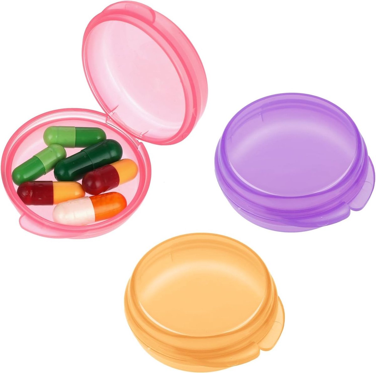 Mini Pillendoosjes Set van 3 - Handige Organizer voor Medicijnen in Paars, Roze en Oranje