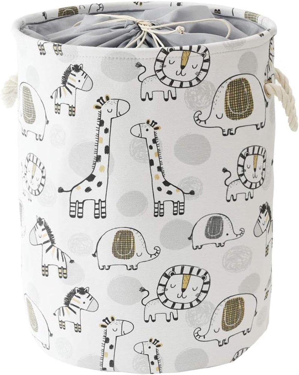 SnelShoppen - Kinderwasmand, Grote Organizer voor Baby's, Speelgoedmand, Opbergmand, Safari Giraffe Design, Met Trekkoord, Ruimtebesparend, Decoratie