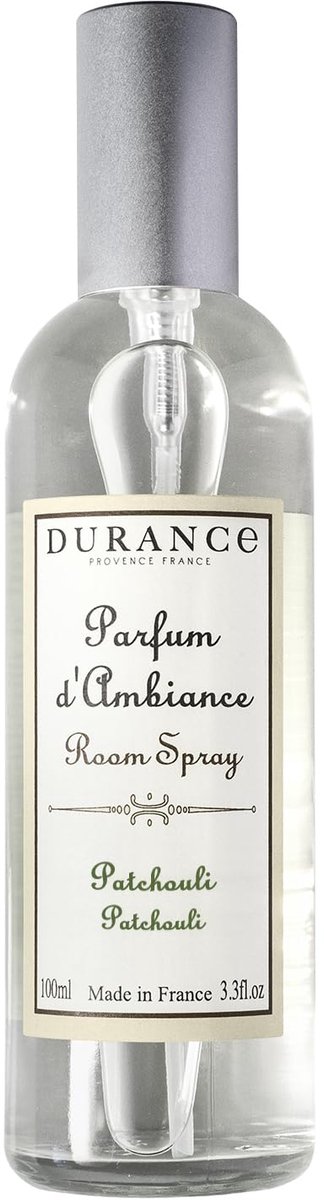 SnelShoppen - Durance Patchouli Room Spray 100ml - Natuurlijke Luchtverfrisser voor Thuis - Aromatherapie Huisgeur met 80+ Sprays - Instant Diffusie v