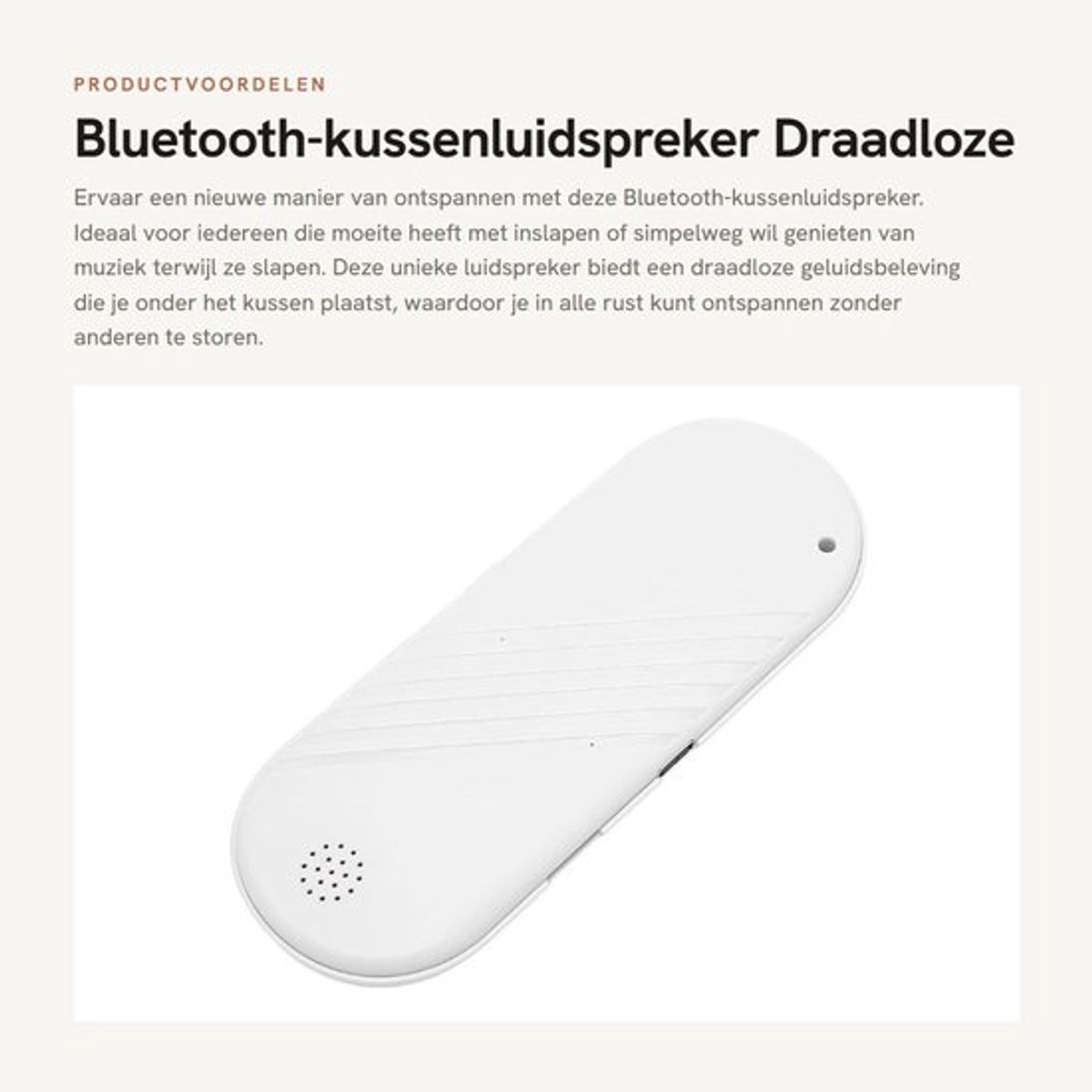 Bluetooth-kussenluidspreker - Draadloze muziek - Slaapcomfort - Wit - Stressverlichting - Slapen met muziek - Geschikt voor volwassenen -...