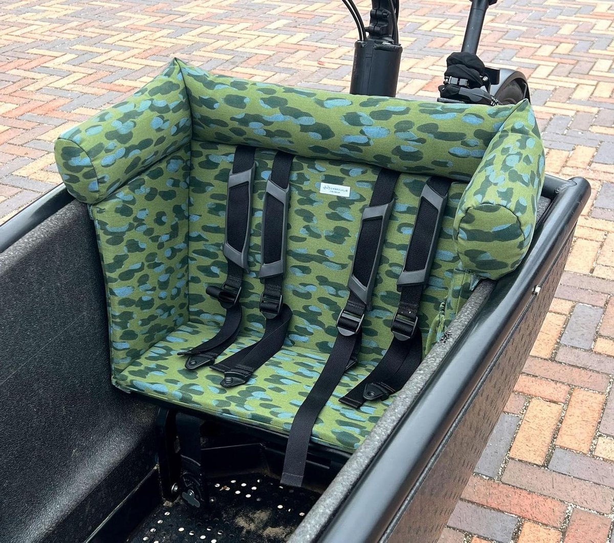 Bakfietskussen - Zitkussen Kinderkussen - Bakfiets Comfort - Met Nekkussen Zijvak - Standaard - Wit roze stippen