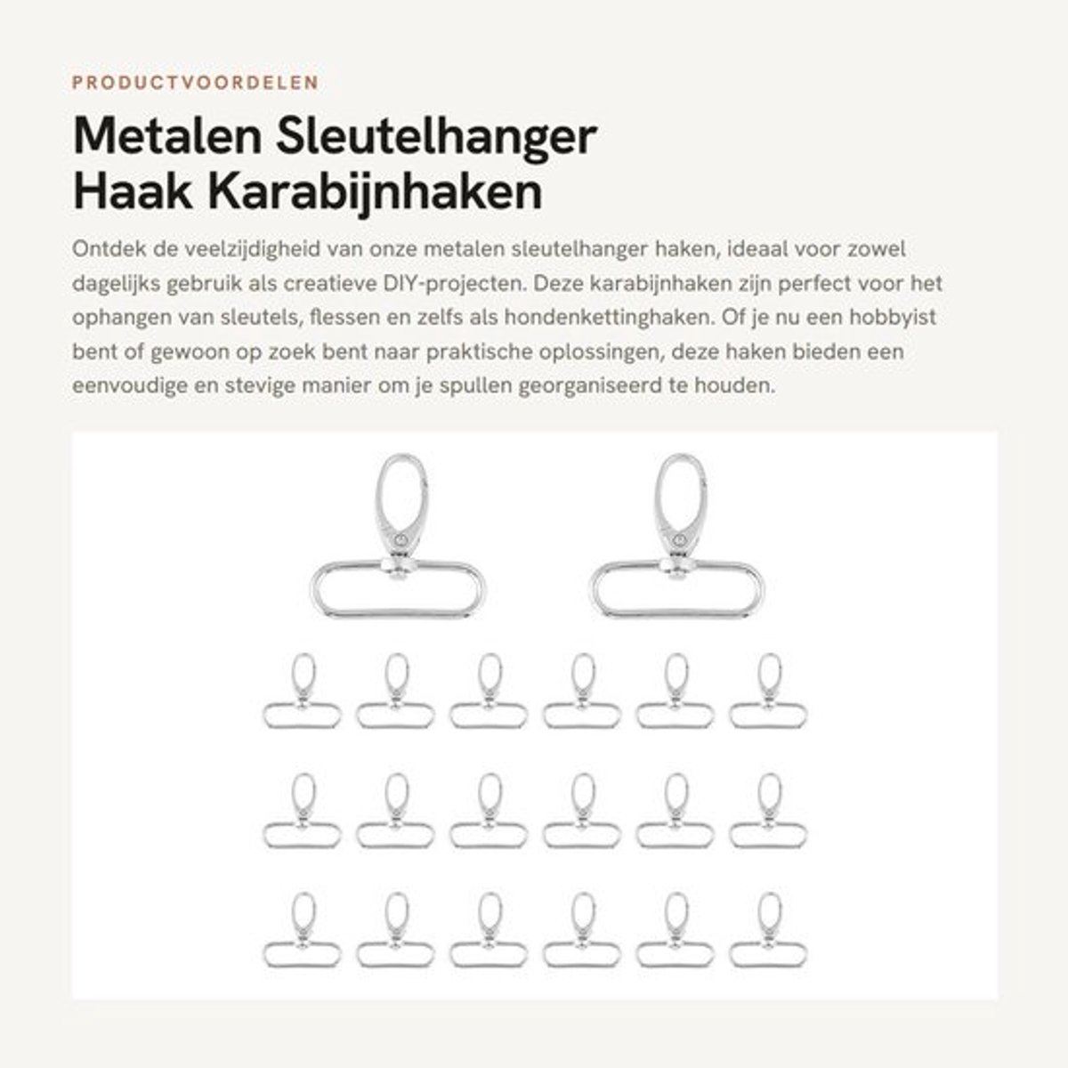 Karabijnhaak - 20 Stuks - Sleutelhanger Ringen - Musketonhaak - Tas Sluitingen - Zinklegering - Geschikt voor DIY Projecten