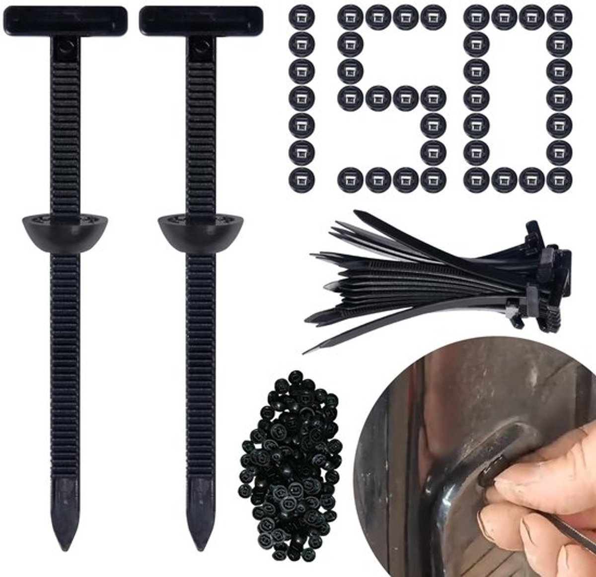 Kabelbinder 150 stuks - Kabelbinderhouder - UV-bestendig - Nylon - Universeel inzetbaar - Voor auto/huishouden/machines - Binders