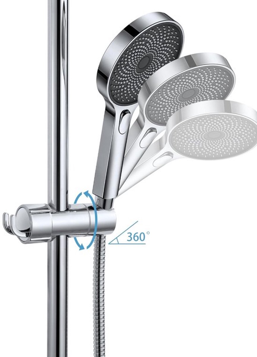 Douchekophouder Verstelbaar - Wandbeugel - Douchekop Klem - Antislip Design - 360 Graden Rotatie - Geschikt voor 16-27 mm - Douchebeugel