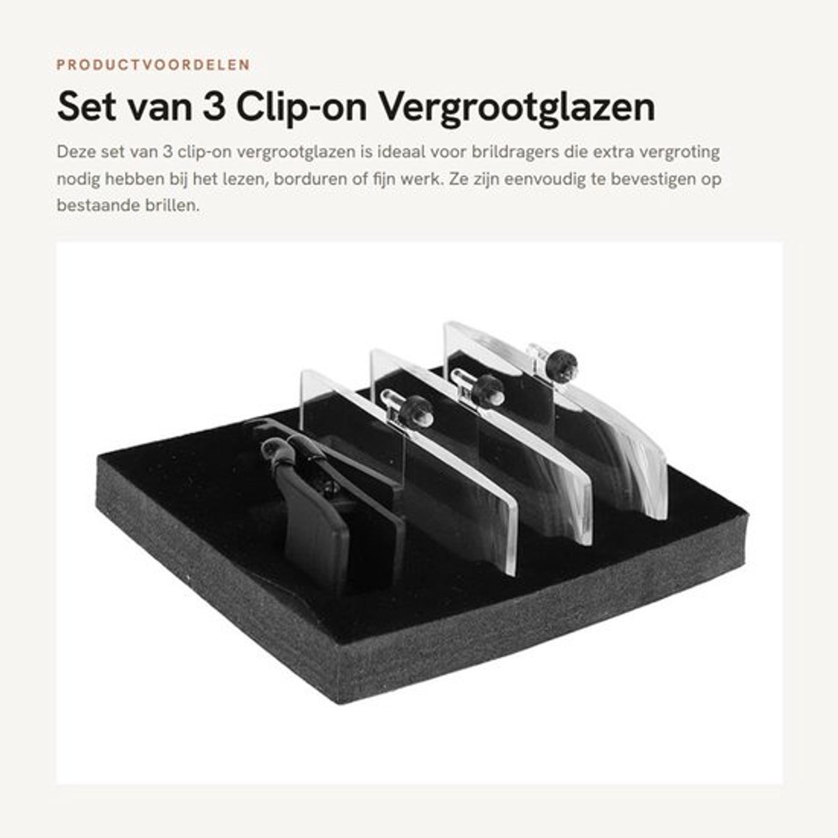 Vergrootglas Set 3 Stuks - Clip-on Vergrootglas - Loepbril voor Dichtbij Zicht - Geschikt voor Lezen/Borduren - Duurzaam en Lichtgewicht - Hoogwaardige Harslens - Loep