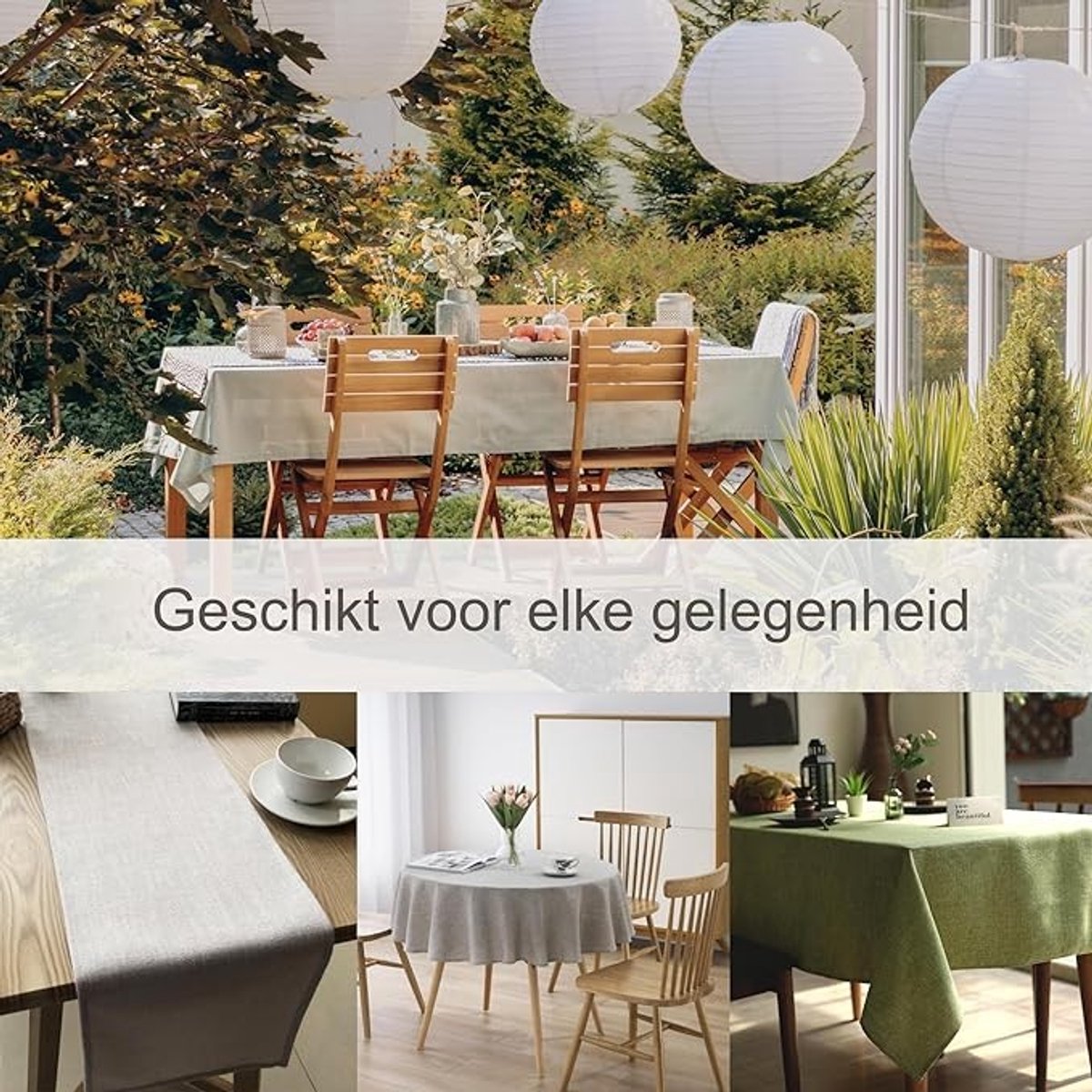 Zelora Tafelkleed Waterafstotend Linnenlook - Vlekbescherming, Wasbaar - Tuintafelkleed Buiten - Natuurlijk Beige - 110x110 cm