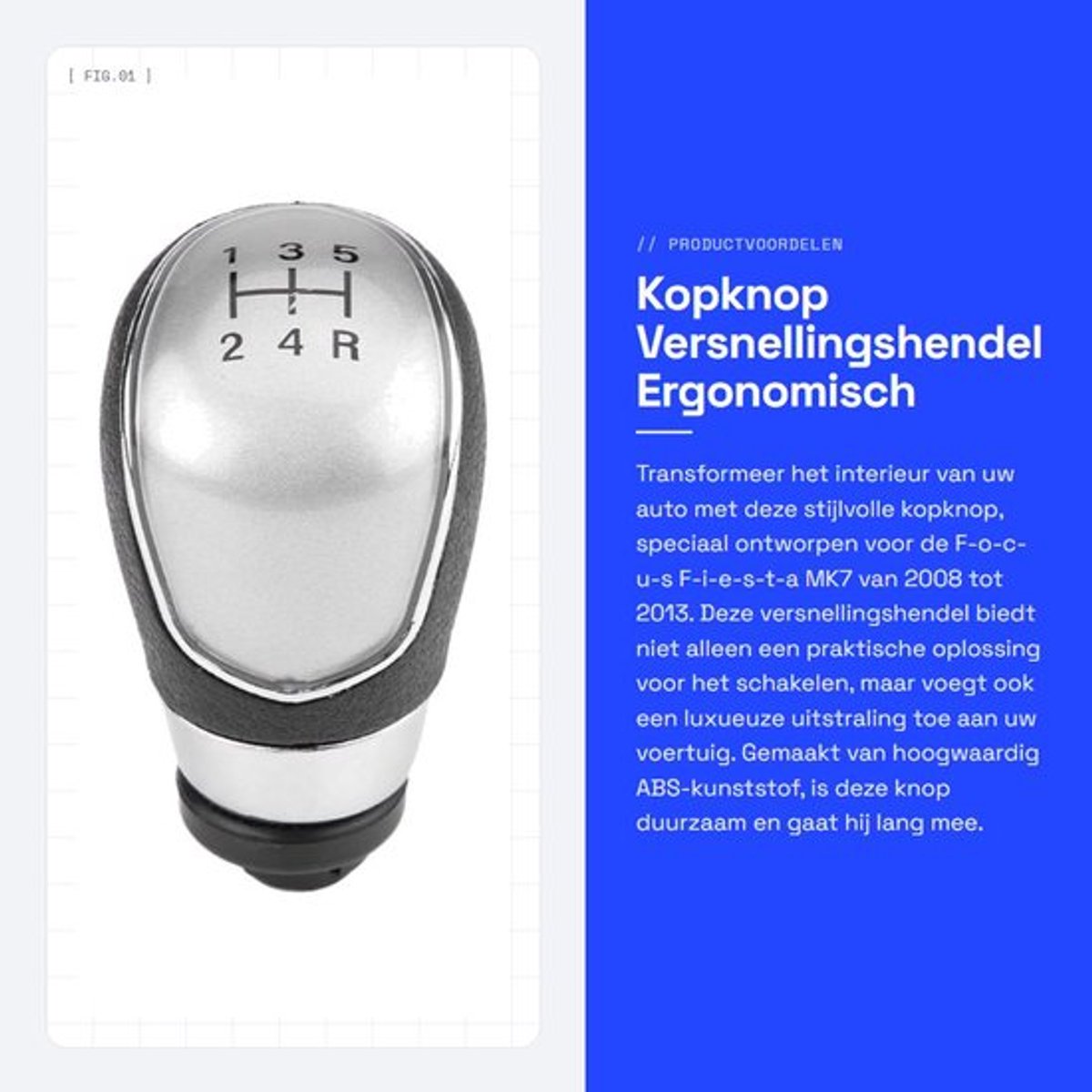 Pookknop Universeel - Vervanging voor Focus/Fiësta MK7 2008-2013 - Hoogwaardig ABS-kunststof - Ergonomisch ontwerp - Elegant design - Gloednieuw
