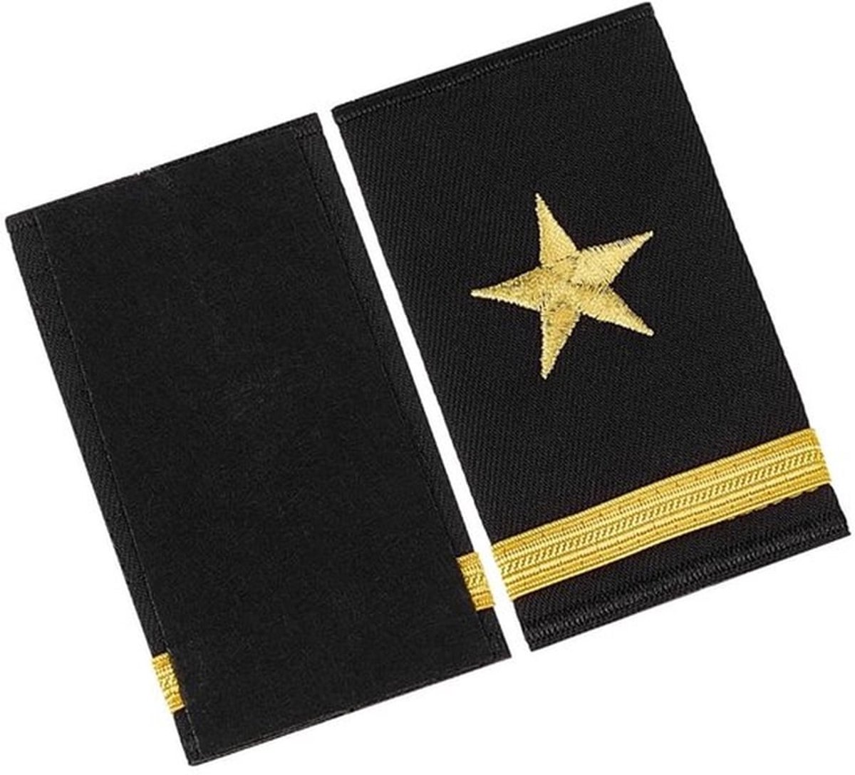 Epauletten Gouden Streepjespatroon - Pilotenepauletten - Cosplay Kostuum - Lichtgewicht - Hoogwaardig Polyester - Afmetingen 52 x 90 mm - Schouderpatch
