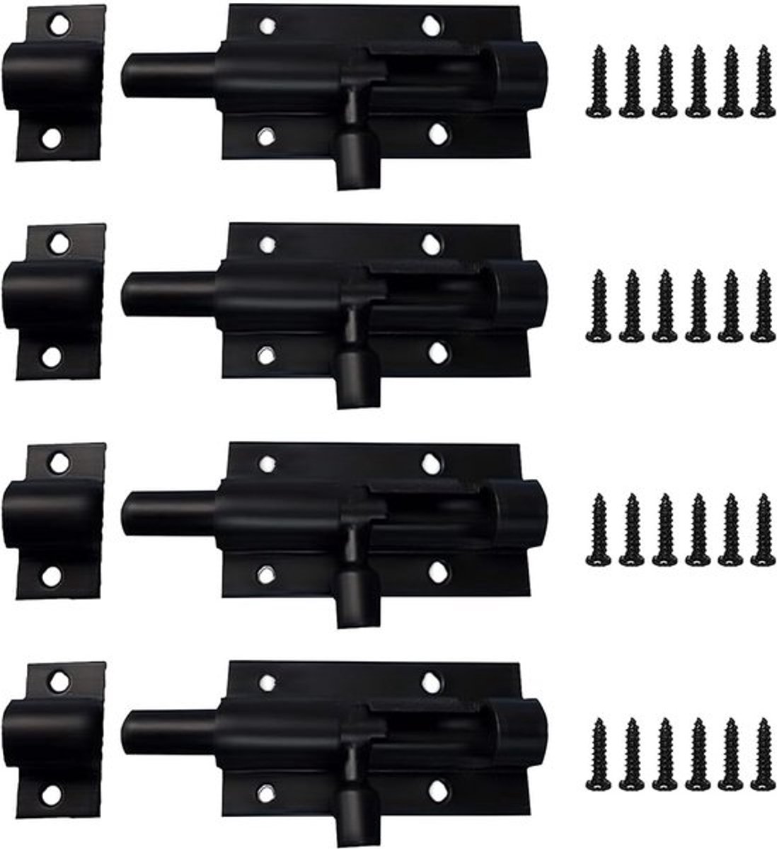 Deurgrendel 2 inch - Aluminiumlegering - Schuifgrendel - Zwart - 4 Stuks - Corrosiebestendig - Sluitsysteem