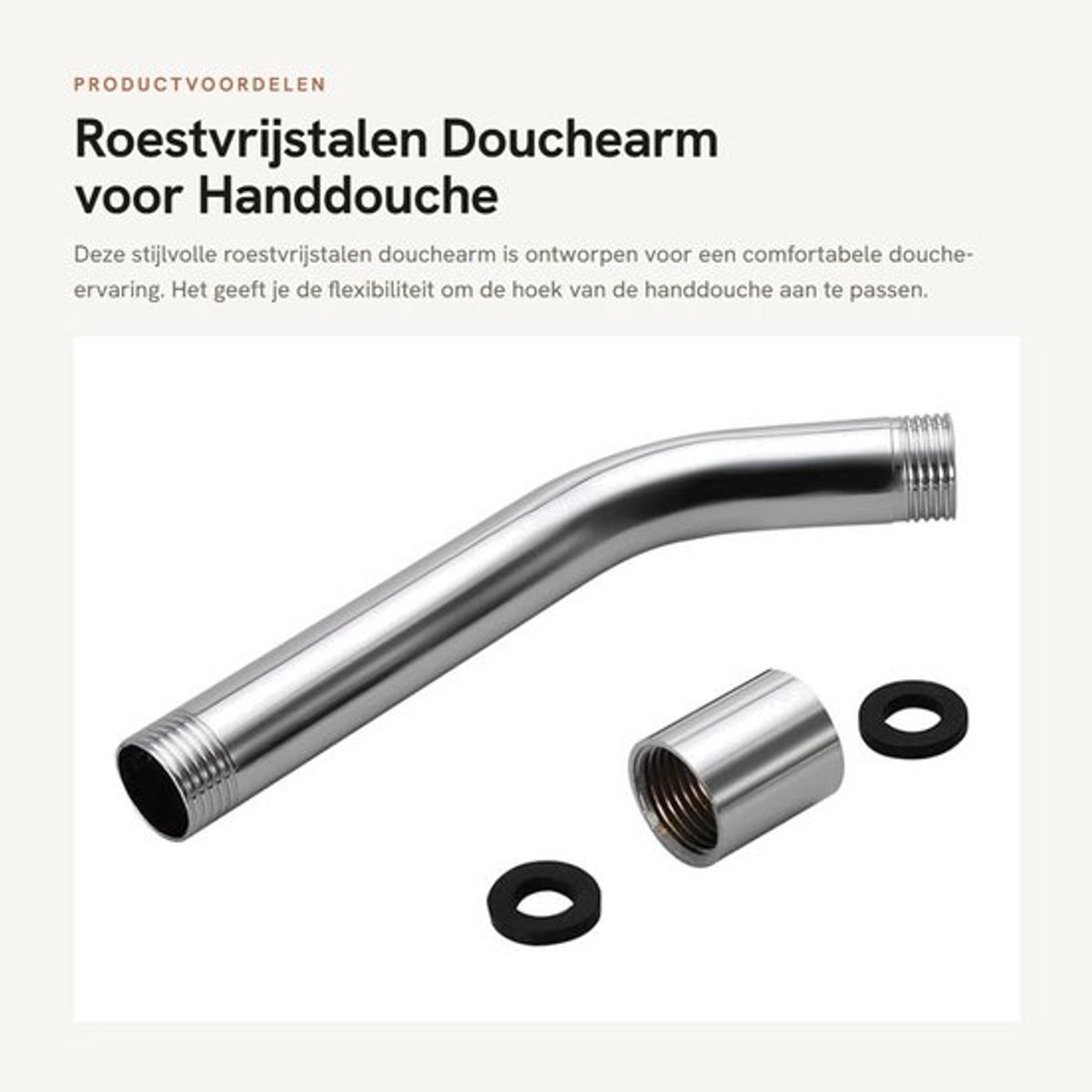 Douchearm Roestvrij Staal - Douchekopverlengingspijp - Wandmontage - G1/2 Inch Draad - Slijtvast - Eenvoudig te Installeren - Douchekopverlenging