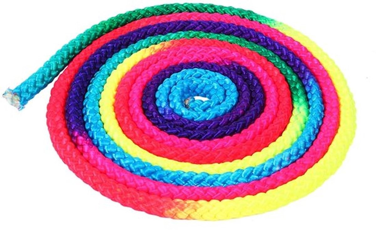 Gymnastiektouw 2,8 m - Regenboogkleur - Nylon - Competitiekwaliteit - Stevig - Voor artistieke gymnastiek - Gymnastiekkoord