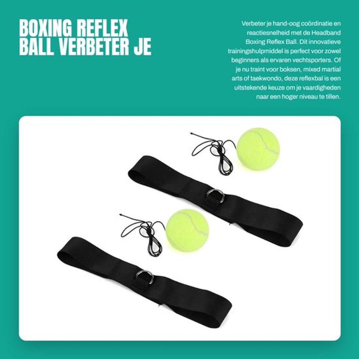 Reflexbal voor beginners - Hand-oog coördinatie - Vechtkunst - Boksen - Taekwondo - Eenvoudig te gebruiken - Training Bal