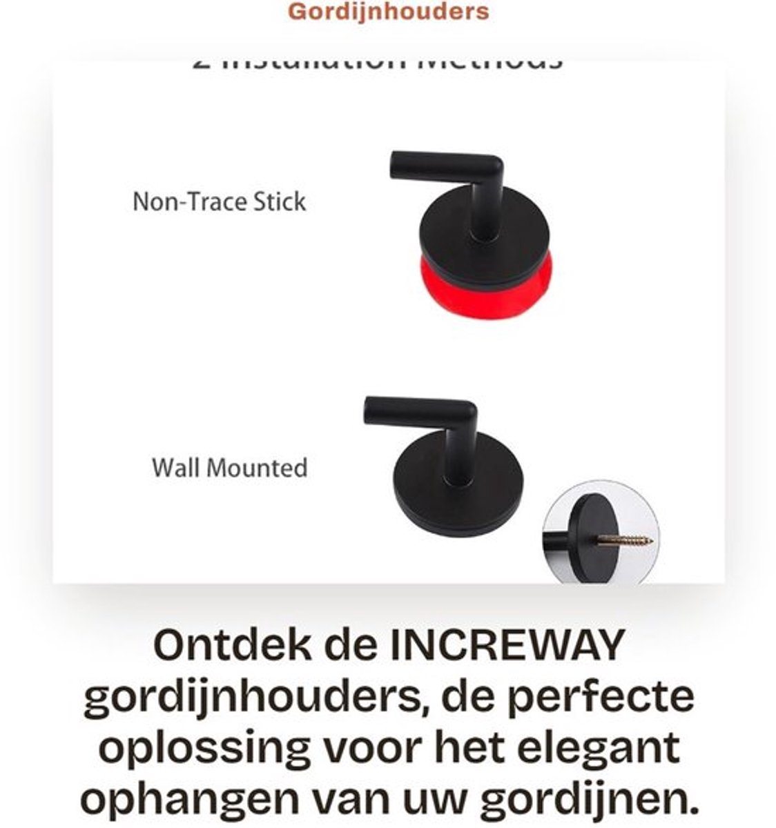 Gordijnhouders 2 Stuks - Zelfklevende Wandgemonteerde Gordijnhouders - Metalen Wandhaak - Zinklegering - Zwart - Voor Huisdecoratie - Gordijnhaken