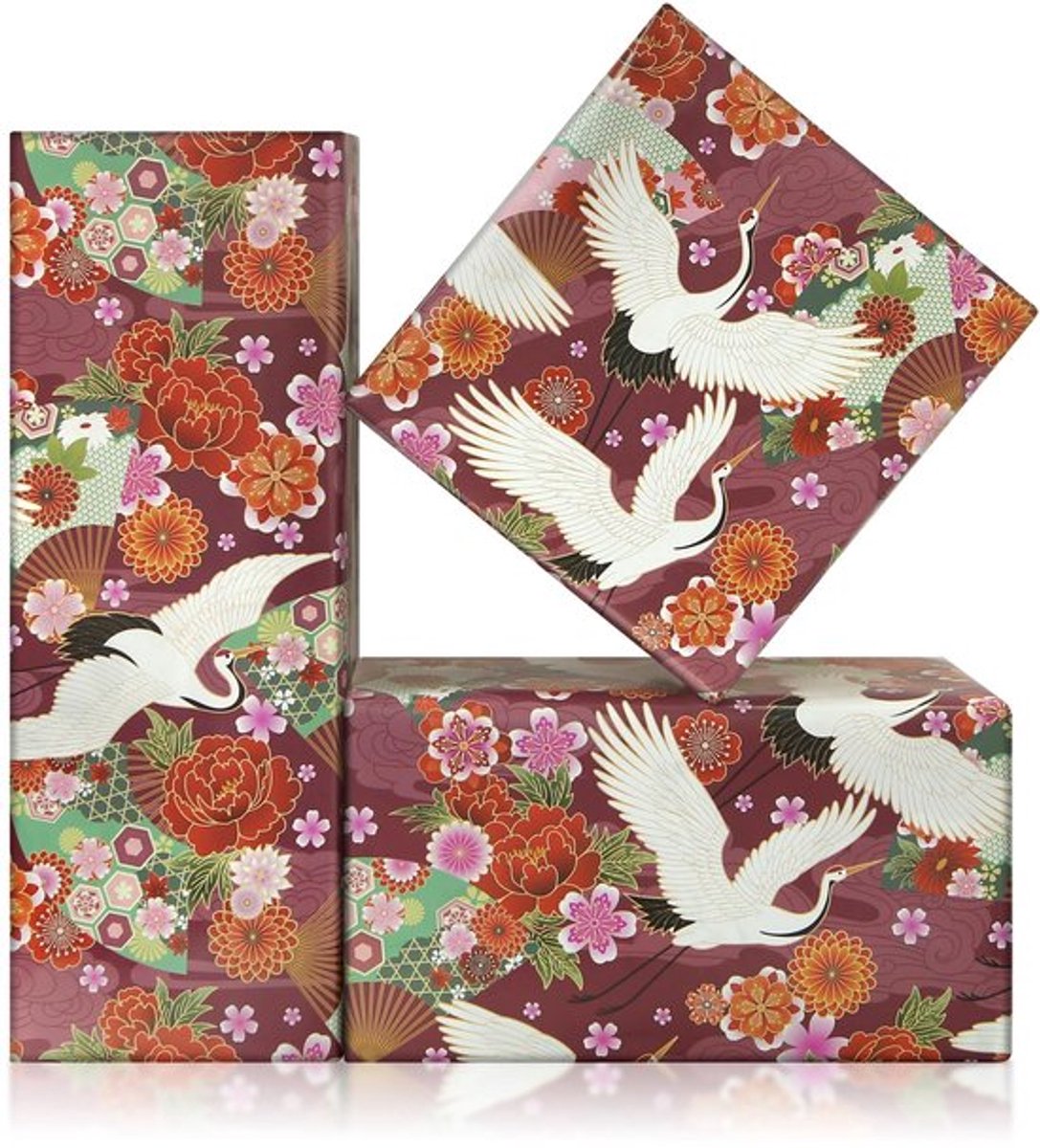 Cadeaupapier Japanse stijl - Inpakpapier verjaardag - Bruiloft - Babyshower - 4 vellen 50 x 71 cm - Rood/wit patroon