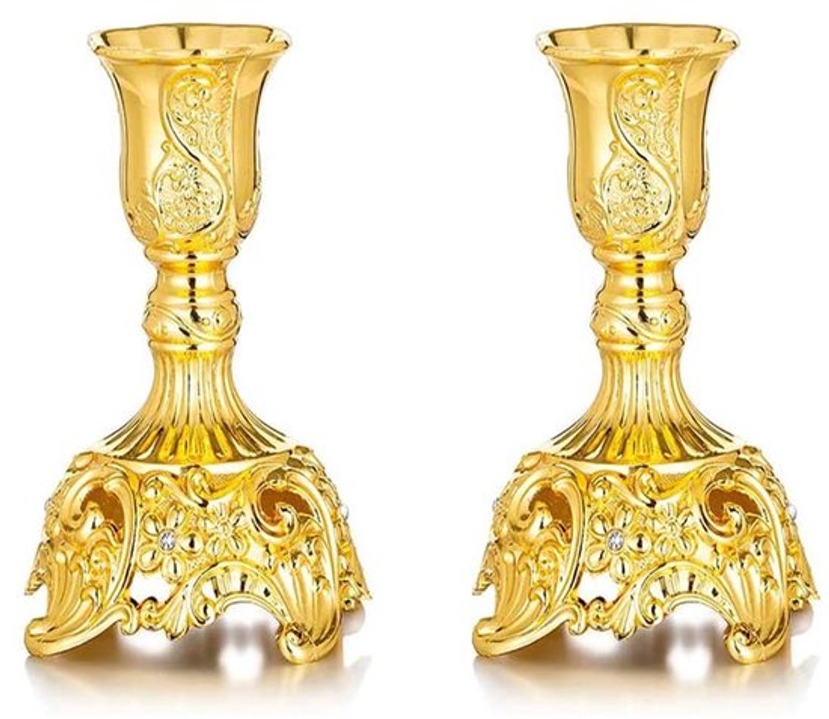 Kaarsenhouders 2 Stuks - Gouden Kaarsenhouder - Sierlijke Kandelaars - Shabbat Kaarsenhouders - Decoratie voor Tafel - Elegant Ontwerp