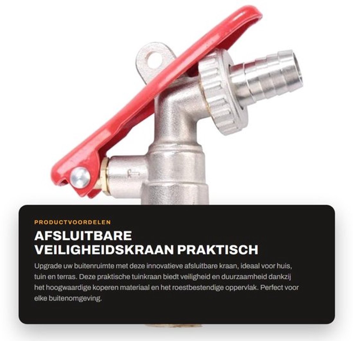 Afsluitbare Kraan - Innovatief - Tuinkraan - Messing - Schroefdraad 1/2 inch - Corrosiebestendig - Voor tuinirrigatie - Waterkraan