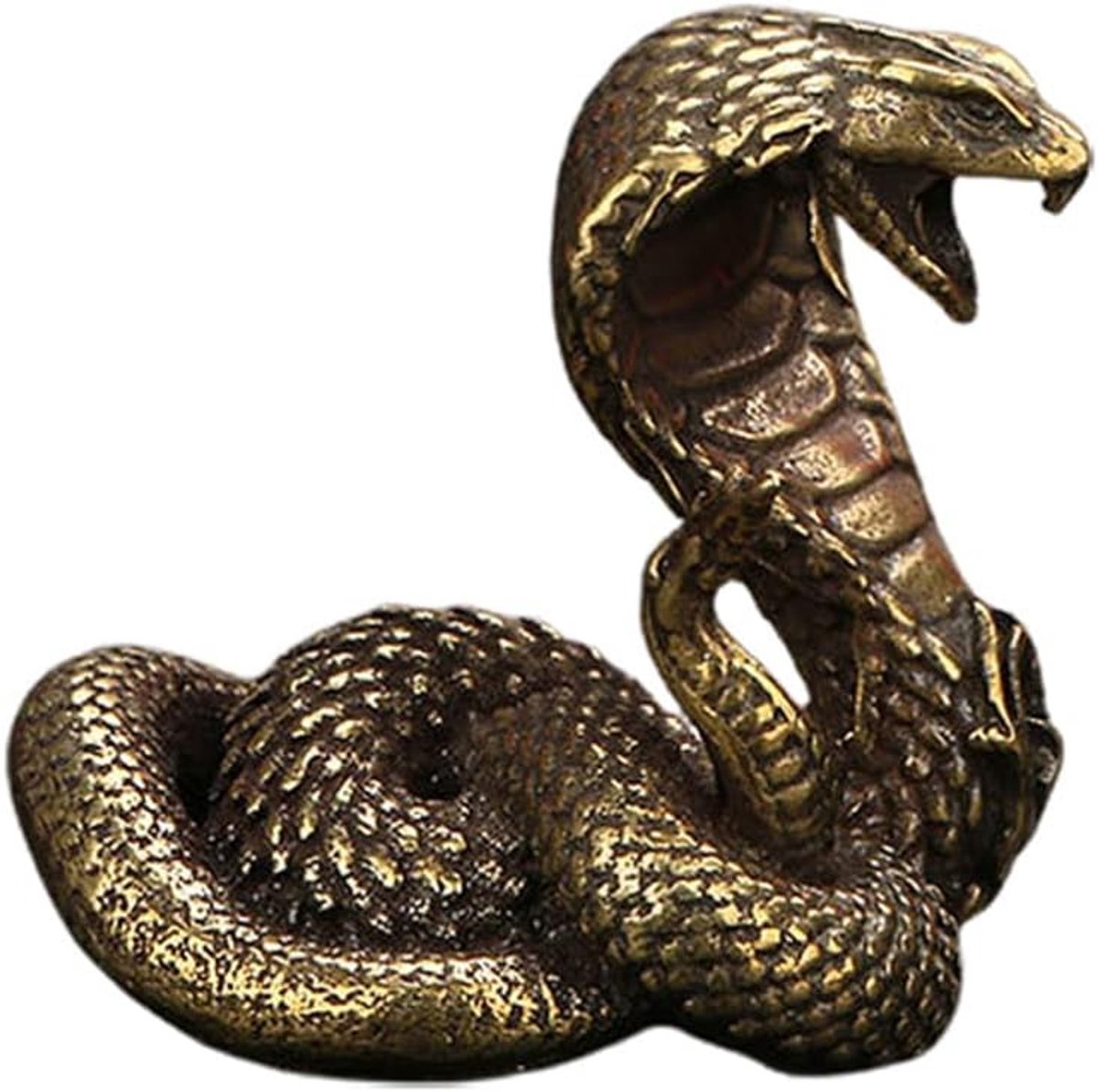 SnelShoppen - Stoere Brass Snake Beeld - Kobra Beeld Collectie - Feng Shui Geluksfiguur - Decoratie voor Thuis en Kantoor - Halloween Snake Decoratie