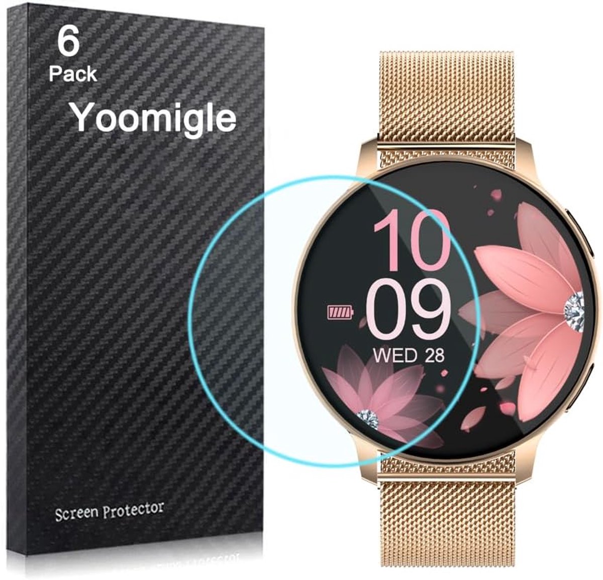 SnelShoppen - 6 Stuks Screen Protectors voor 1.39 Inch Smartwatch - Anti-scratch Film Foils - Crystal Clear HD - Compatibel met NAIXUES S53, HASAKEI S