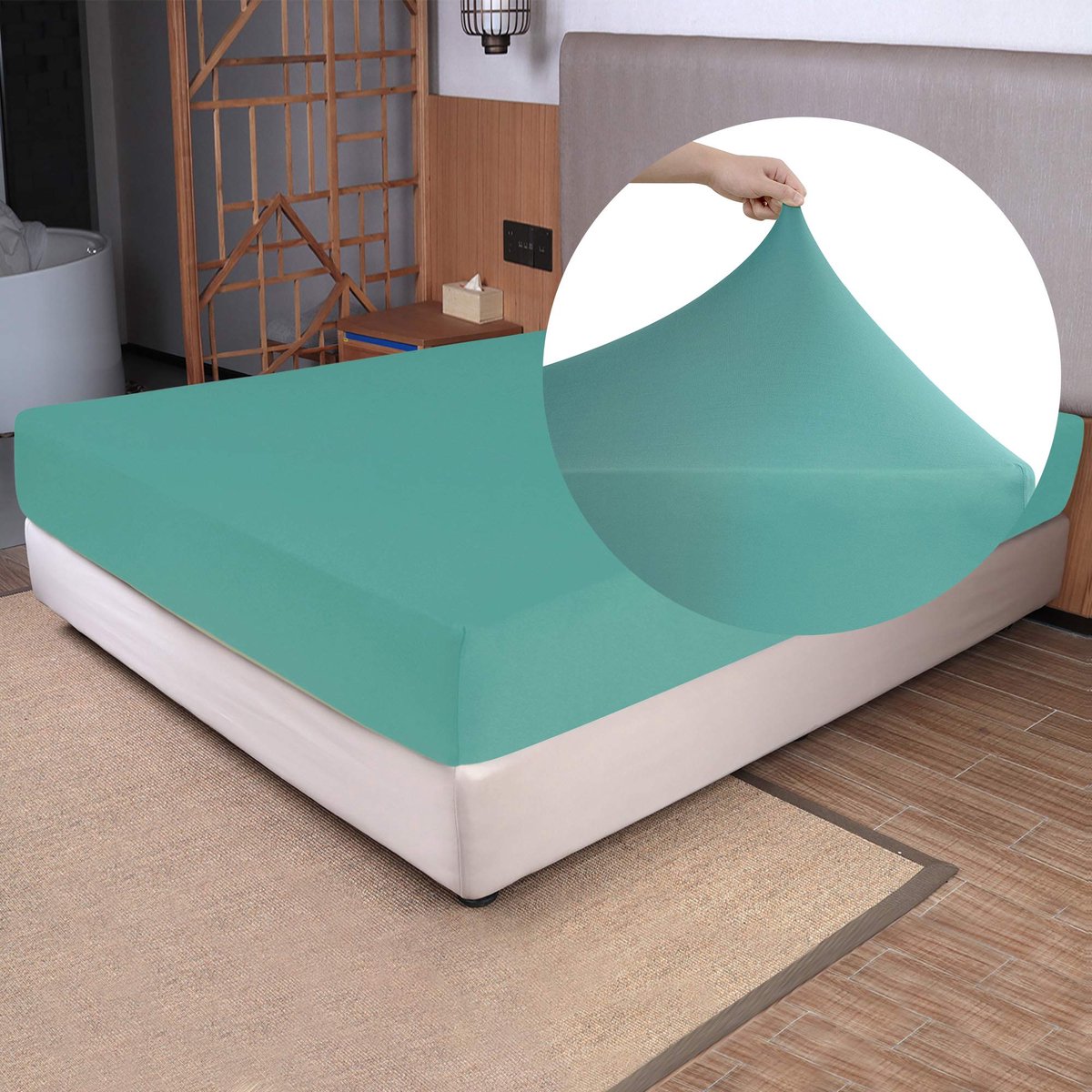 SnelShoppen - Zacht Stretch Twin Size Hoeslaken - 4-voudig Rekbaar Jersey Brei - T-shirt Gevoel - Ultralicht en Kreukvrij - Antislip Nauwsluitende Pas