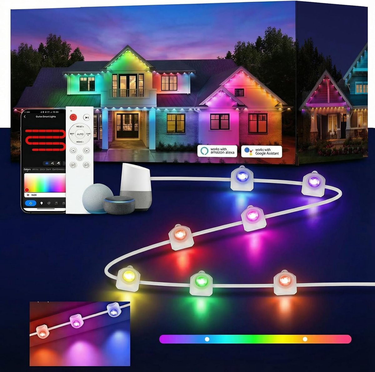 SnelShoppen - 30M Buitenverlichting met 72 LED's, Slimme RGBIC Verlichting, IP68 Waterproof, App & Afstandsbediening, Meerdere Scènemodi, Muziekmodus