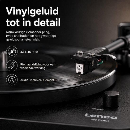 Lenco Platenspeler - MC-760BK HiFi-set met DAB+ FM en Internetradio - CD en Bluetooth - 2x 30W Speakers - Zwart — afbeelding 5