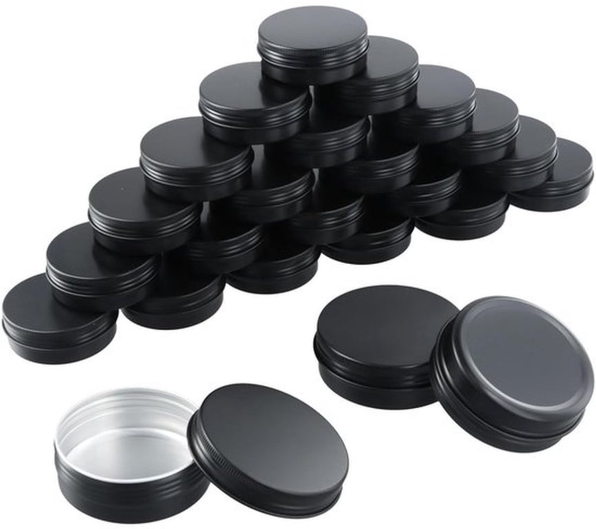 Cosmeticacontainers 24 stuks - Aluminium Blikjes 60 ml - Ronde Blikjes - Reismonsterdoos - Schroefdeksel - Compact en Draagbaar - Opbergblikjes