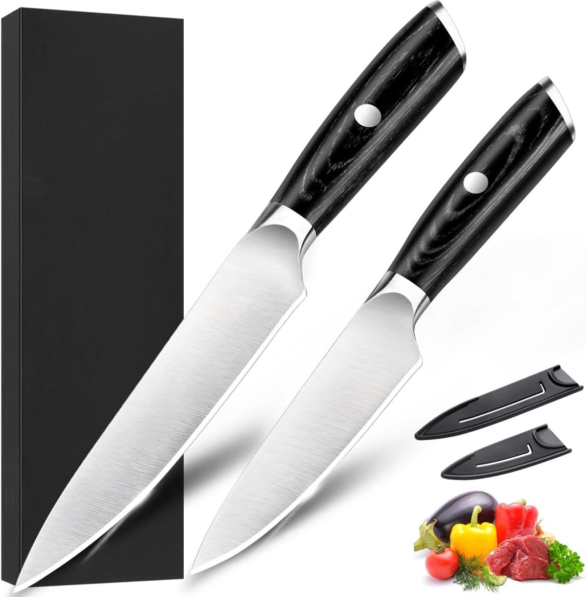 SnelShoppen - 2-delige messenset, professionele universele koksmes 13 cm en scherpe schilmes 9 cm van Duits roestvrij staal EN1.4116, ideaal voor koke
