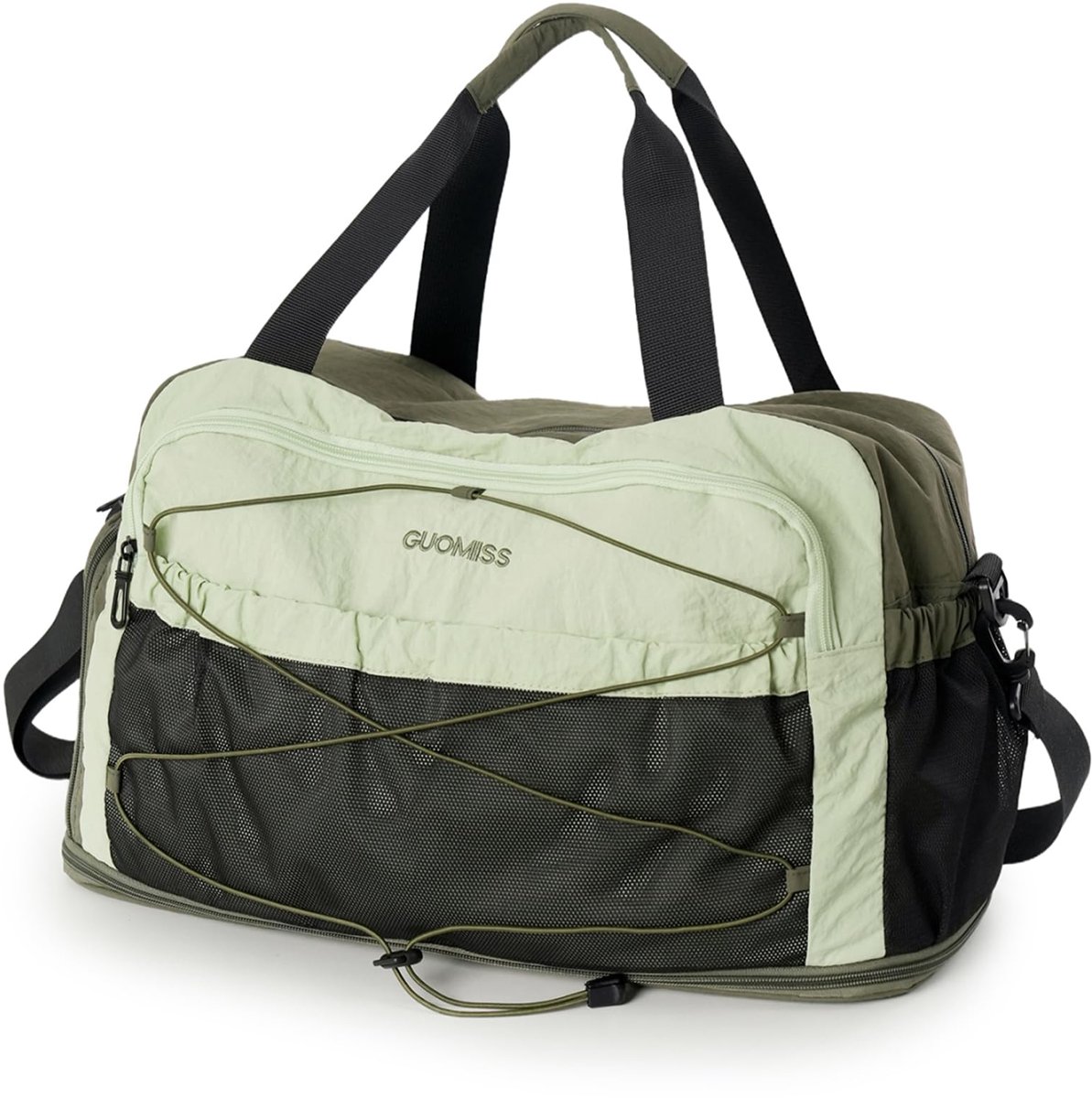 SnelShoppen - Sporttas voor Dames en Heren 30-40L Lichtgewicht Uitbreidbare Reistas met Schoenenvak en Nat Vak, Waterdicht Nylon Weekendtas Groen