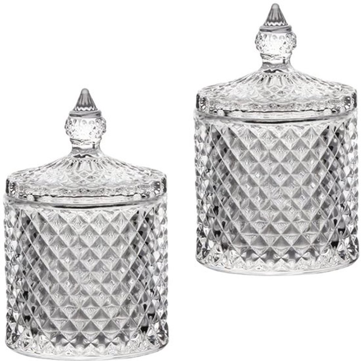 Organizer Glazen Apothekerpotten Set van 2 - Badkamer Organizer - Keuken Organizer - Make-up Organizer - Decoratieve Potten met Deksel - Elegant Ontwerp - Opbergpot