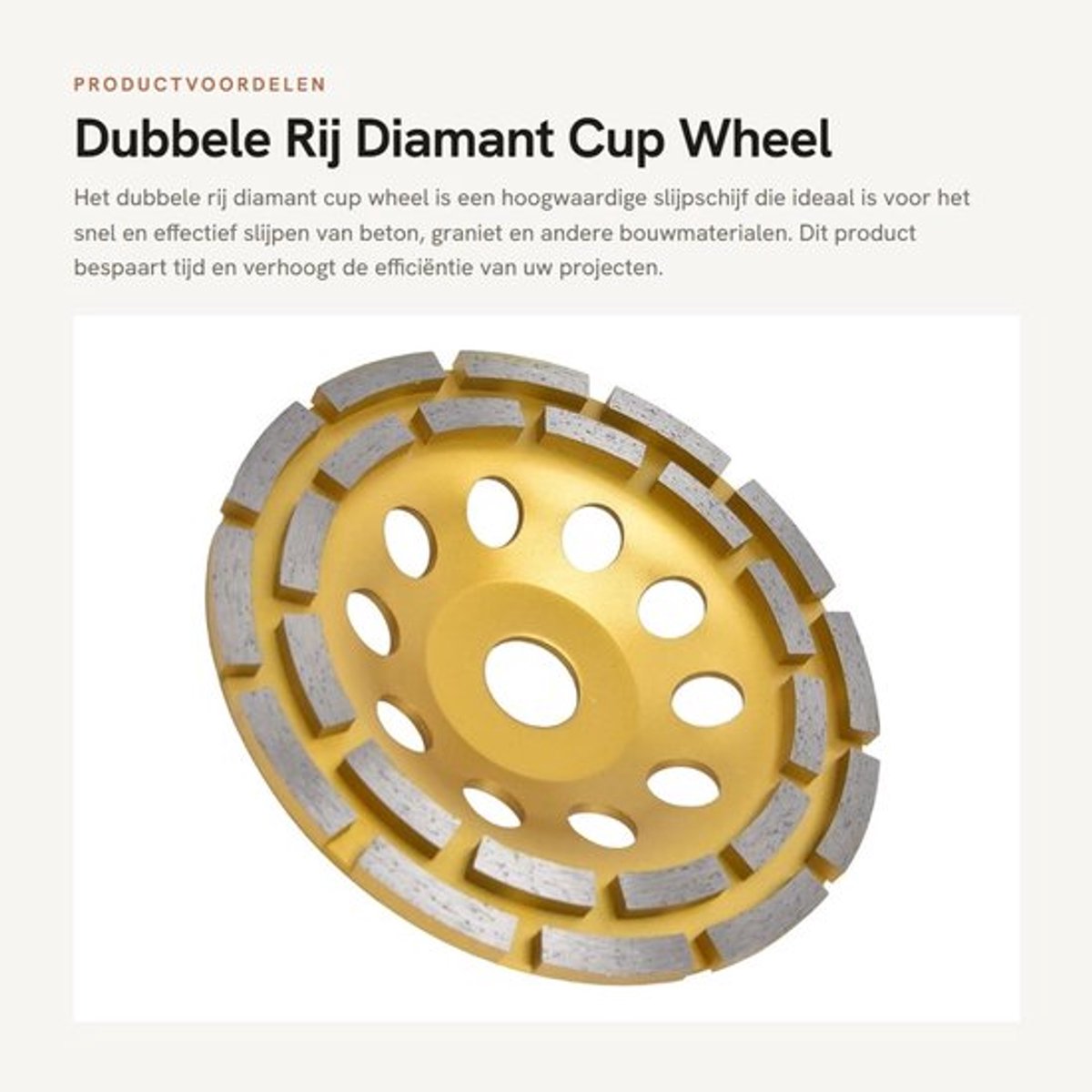 Diamant Slijpschijf 150mm - Dubbele Rij - Slijpmachine - Beton/Graniet - Veldsteen - Binnendiameter 22,23mm