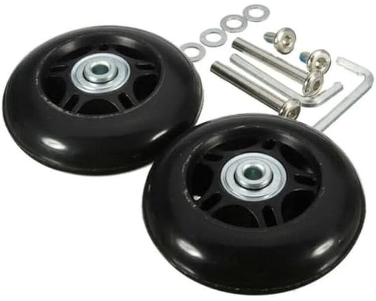 Reservewielen, bagagewielen, 4 stuks, geruisloos, 40mm/43mm/54mm/60mm/64mm/70mm, bagagewielen, assen, reparatieset met schroeven, reserve bagage-as (54mm x 18mm).