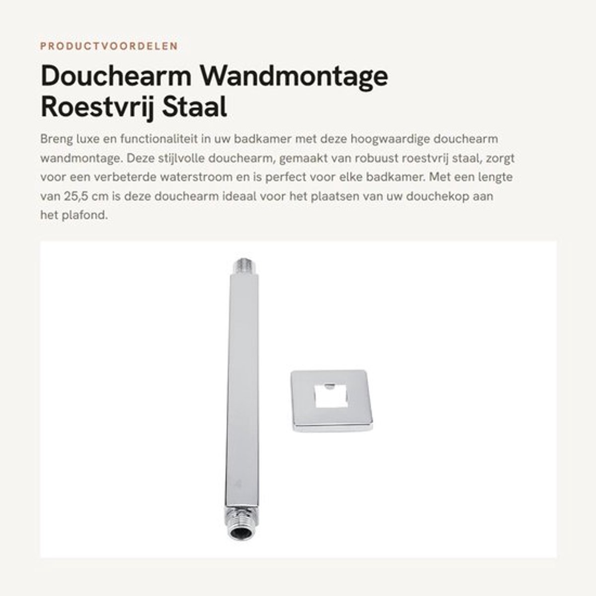 Douchearm Roestvrij Staal - Douchehouder - Douchekop Accessoire - Wandmontage - Hoogwaardig Ergonomisch Design - Corrosiebestendig