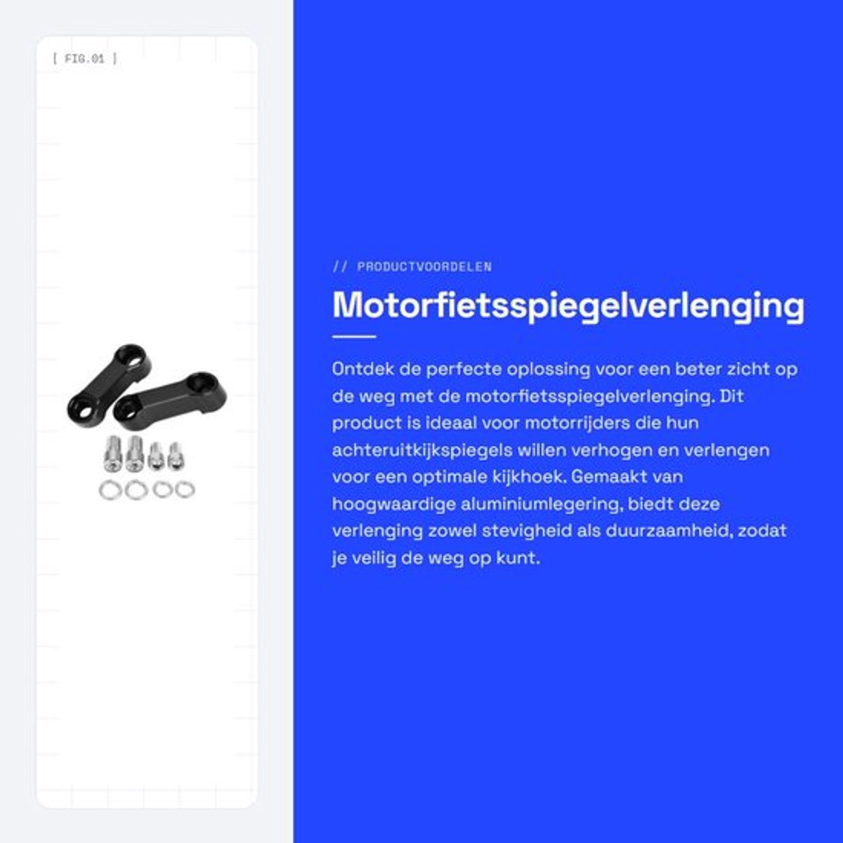 Motorfietsspiegelverlenging - Achteruitkijkspiegel - Duurzaam en stevig - 10 mm en 8 mm adapters - Verlenging tot 8 cm - Geschikt voor mo...