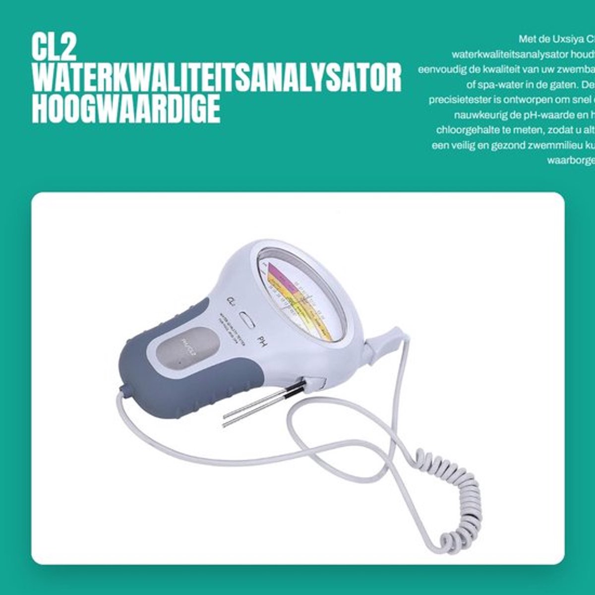 CL2 Waterkwaliteitsanalysator - Hoogwaardige pH en Chloor Tester voor Zwembad en Spa