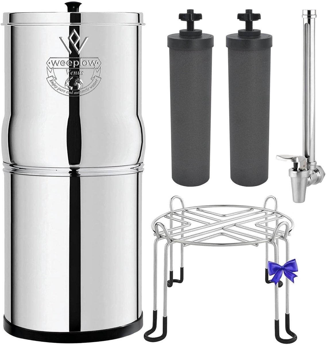 SnelShoppen - Waterfilter Systeem 5.6L RVS AISI 304 met 2 O'Pure 2 Filters, Kraan met Waterniveau en Stalen Basis voor Thuis en Keuken