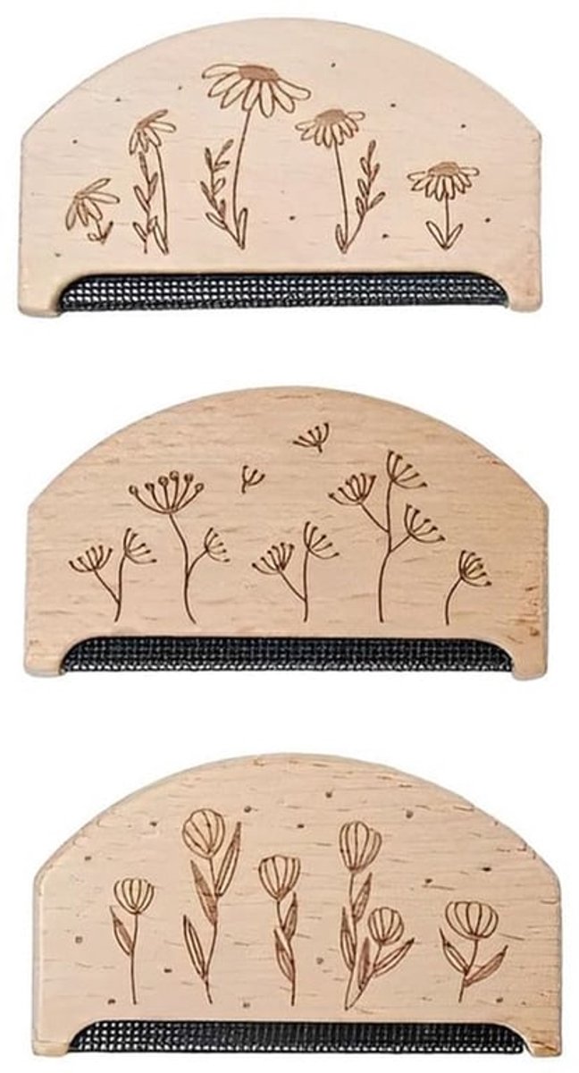 Kam Houten 3 Stuks - Kasjmierkam - Pluisverwijderaar - Fuzz Remover - Bobble Verwijderaar - Lichtgewicht en Stevig - Pluisjeskam