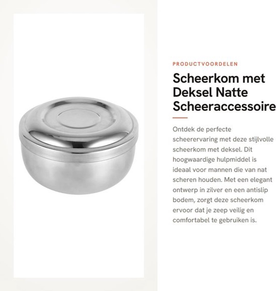 Scheerkom Antislip - Zilver - Deksel - Duurzaam - Gezichtsreiniging - Hoogte 5,5 cm / Diameter 11 cm - Scheermok