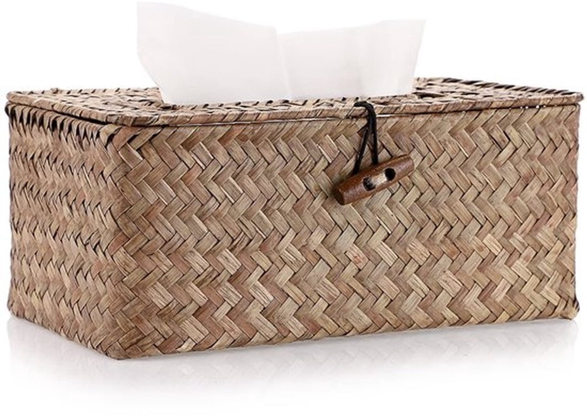 Tissuebox Decoratief - Tissuebox Houder - Rechthoekig - Zeegras - Lichtgewicht - Afmetingen 27x12x9 cm - Tissuehouder
