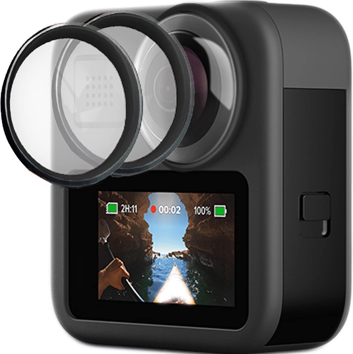 SnelShoppen - 2pcs Lens Cover voor GoPro MAX Action Camera - Waterproof, Stofdicht, Oliebestendig, Transparante Lens Protector Kit voor Camera Bescher