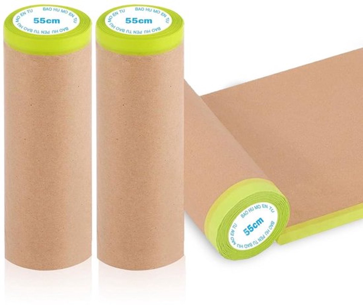Schilder afdekpapier, 3 rollen afdekpapier met zelfklevende strips, 55 cm x 15 cm zelfklevend afplakband voor lakken of voor ramen afplakken, schildertape
