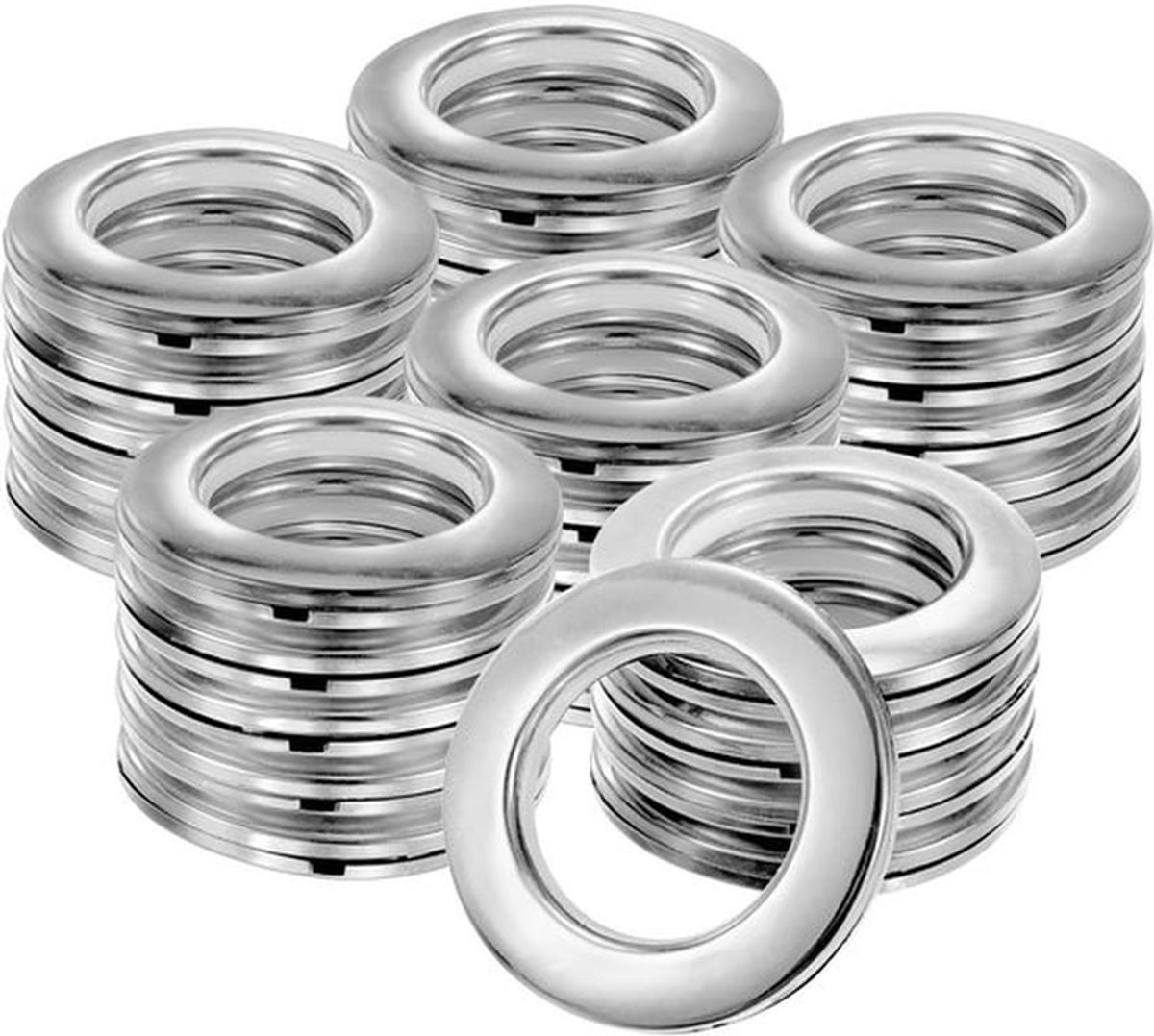 M METERXITY 25-pack gordijnogen, 1-9/16" binnendiameter kunststof gordijnringen clip oogringen nanoschaal geluidsarme Romeinse ring voor ramen/stof, huisgordijnen gordijnogen [glanzend zilver]