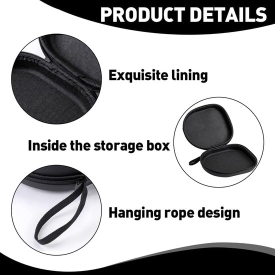 over het oor, universele beschermhoes voor oordopjes, reistas, draagbare hoofdtelefoontas voor oor/over-ear headset, 21 x 18 x 6 cm, zwart — afbeelding 3