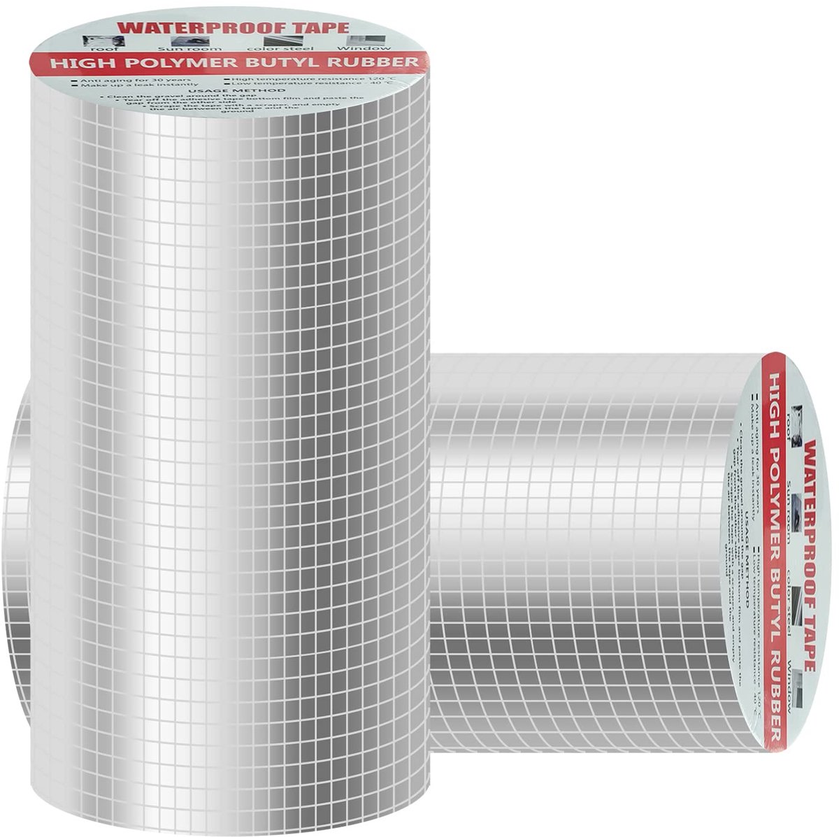 SnelShoppen - Aluminium waterdichte tape 5 m x 20 cm, zelfklevende afdichtband van butylrubber en aluminiumfolie voor daklekkage, oppervlaktescheuren,