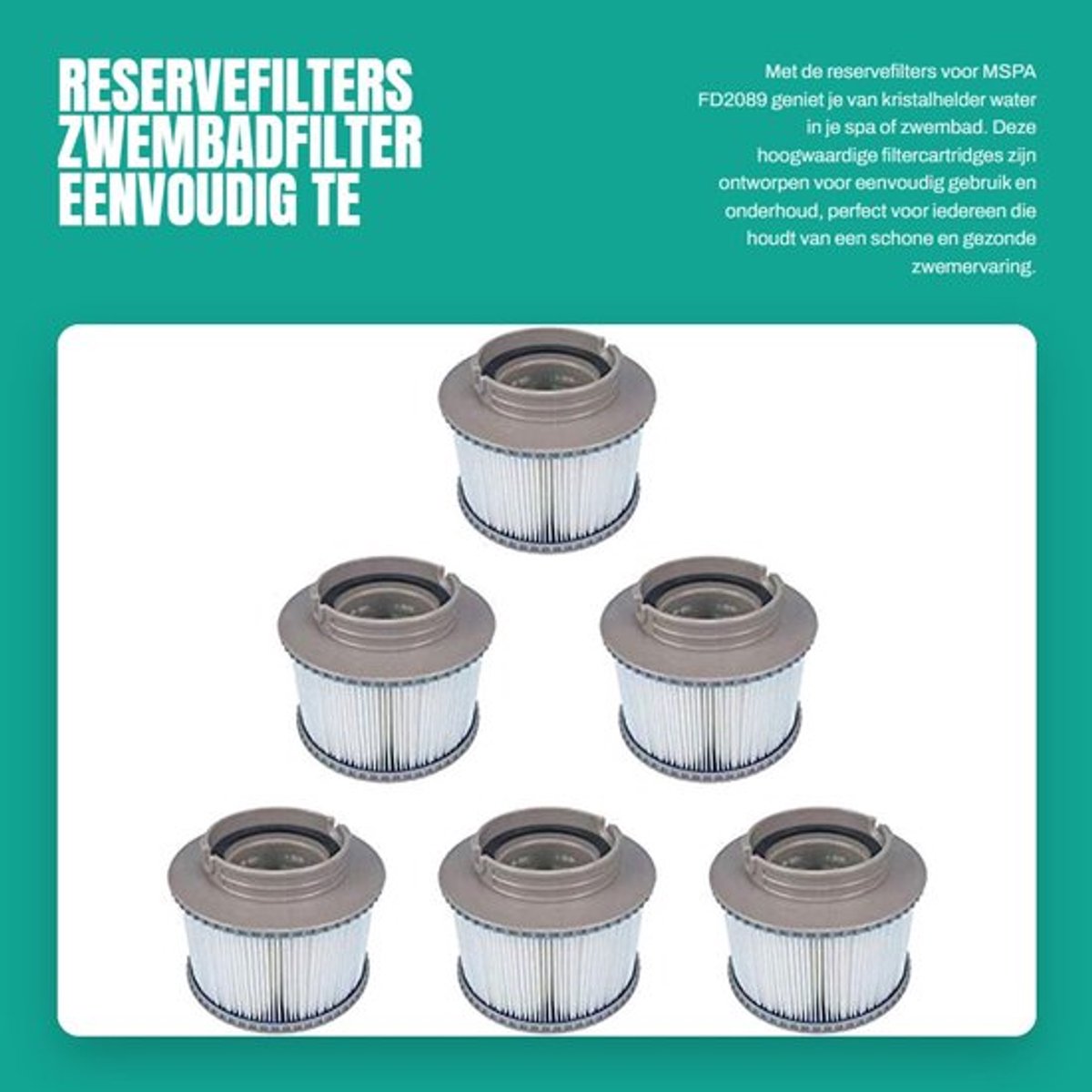 Filtercartridge - 6 Stuks - Eenvoudig te Reinigen - Zwembadfilter - Hot Tub Filter - Beschermt Pomp/Verwarming - Gezond en Schoon Water