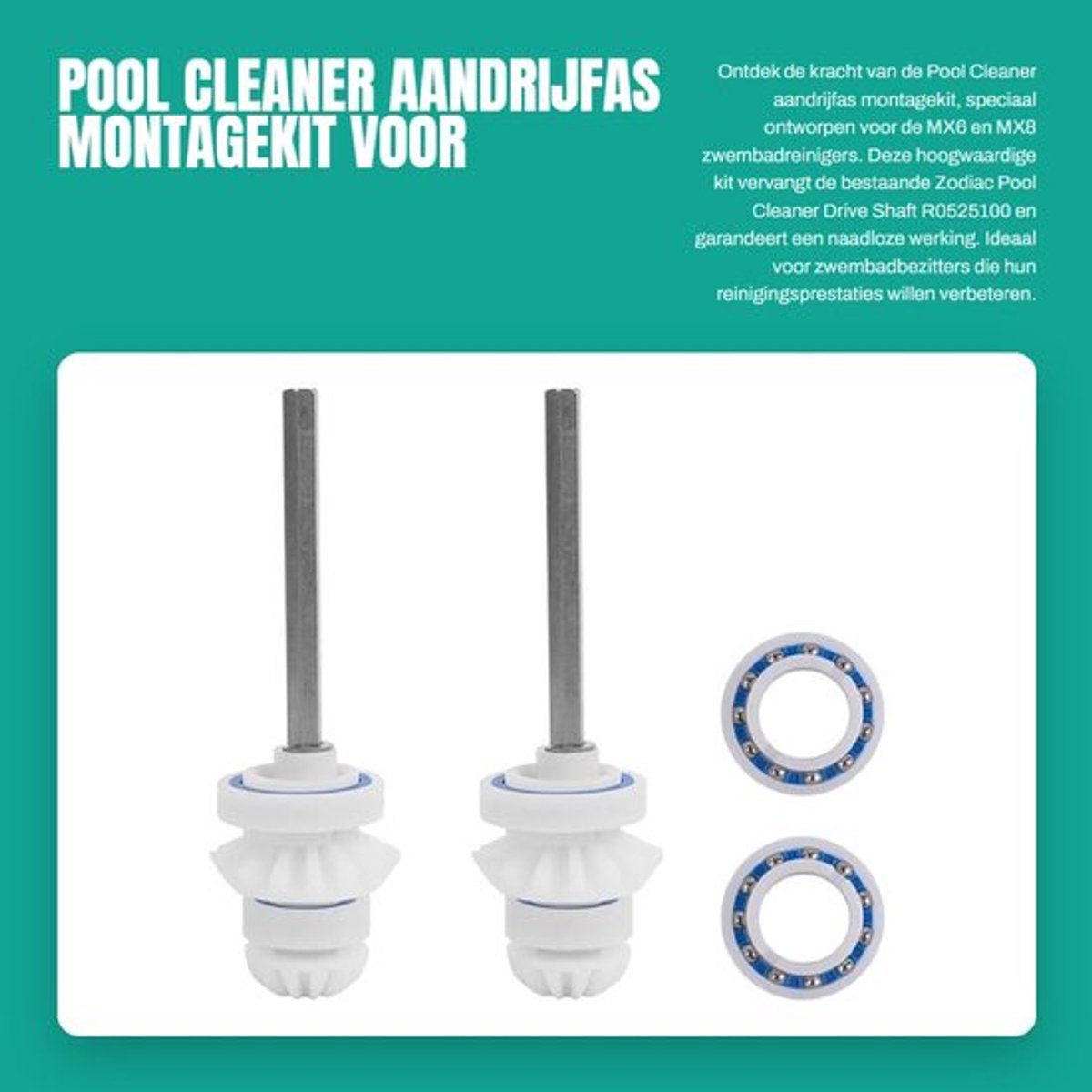 Pool Cleaner aandrijfas - Montagekit voor MX6 en MX8 - Sterk reinigingsvermogen - Efficiënte werking - Vervangende aandrijfas - Geschikt...