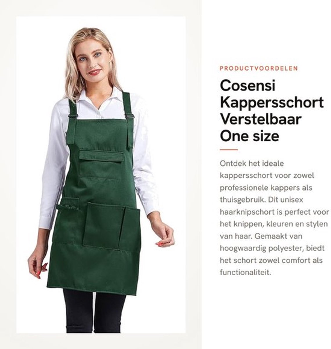 Kappersschort Verstelbaar - Unisex - Polyester - 70x70cm - Met Zakken - Comfortabel en Duurzaam - Schort