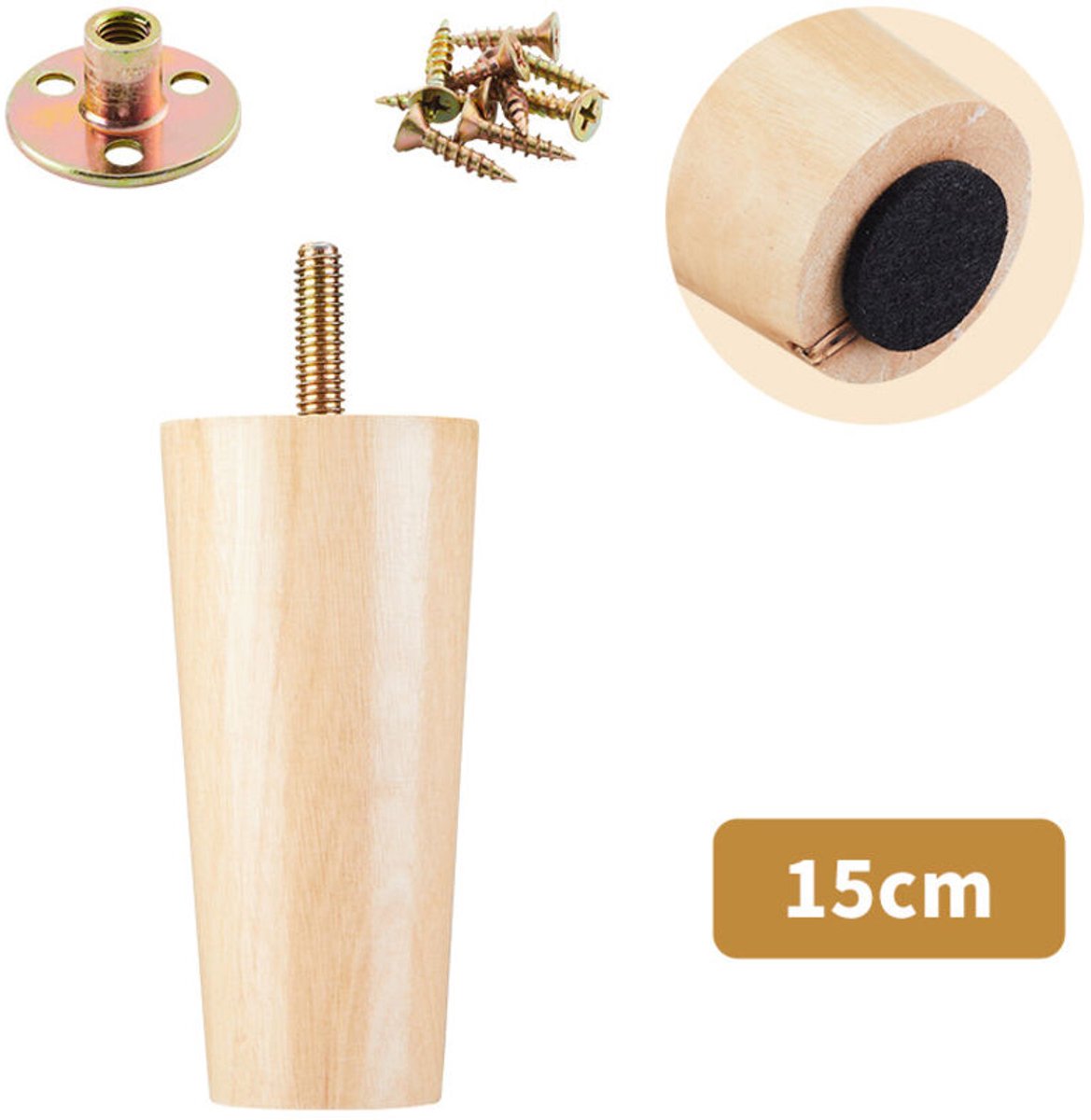 Een set van 4 massief houten bankpoten, geschikt voor tv-meubels, salontafels, schoenenkas