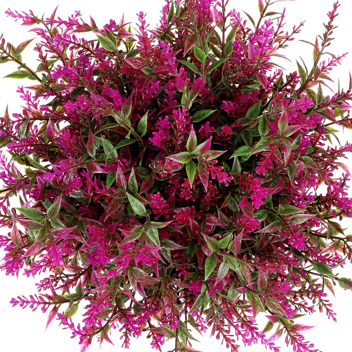 SnelShoppen - 12 Verpakkingen Kunstmatige Lavendelstruiken - Kunstbloemen UV-bestendig voor Bloemstukken, Tafelmidden, Tuin, Huis - Fuchsia Kunstgroen